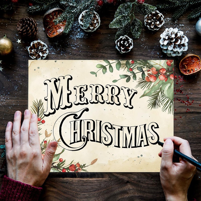 PARTH IMPEX 56 Sheets Christmas Writing Paper 8.5x11 - Letter Size Stationery Holidays Winter Party Looking Santa Letterhead Printer Paper - 120gsm Thick Decorative Double-sided Design - Image 4